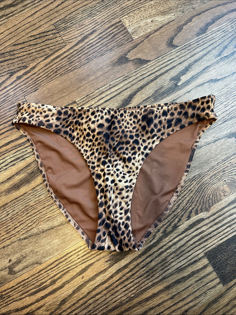 aerie Leopard Print Bikini Bottoms in Brown & Black